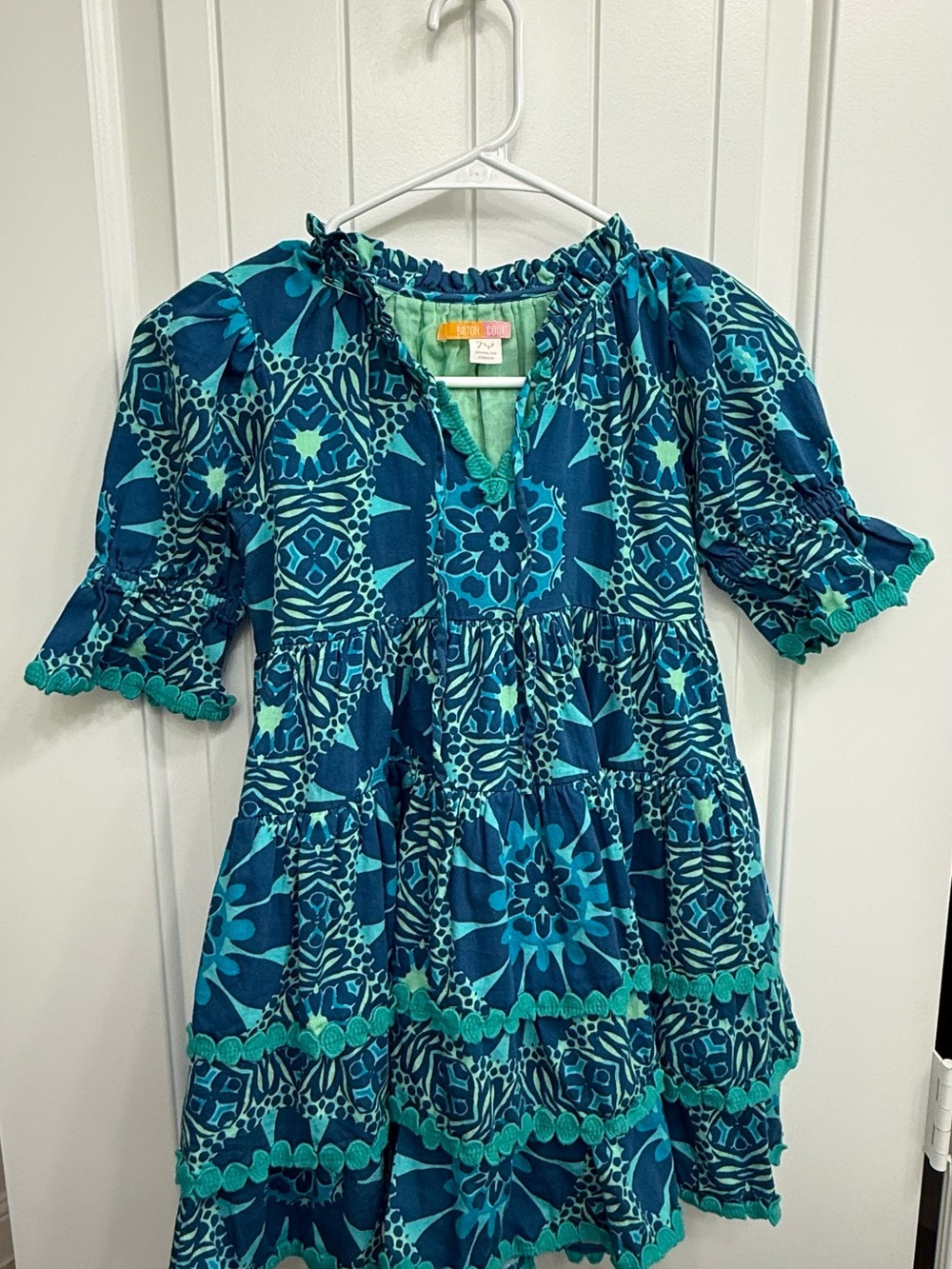 Briton Court Tiered blue green boho dress sz 7 - Picture 4 of 8